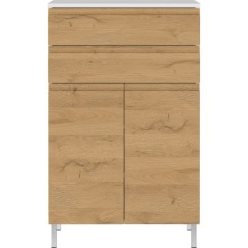 Dulap de baie scund alb cu aspect de stejar 60x97 cm Torrance - Germania