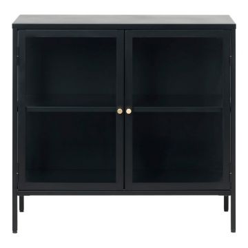 Vitrină neagră din metal 90x85 cm Carmel – Unique Furniture