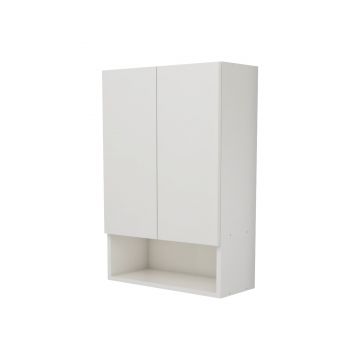 Corp Baie Zed, Suspendat, 2 Usi, Alb lucios/Alb, MDF, L 48 x l 22 x H 72 cm