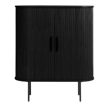Dulap negru cu aspect de lemn de stejar cu ușă glisantă 100x118 cm Nola – Unique Furniture