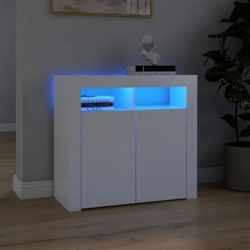 Servantă cu lumini LED, alb, 80x35x75 cm