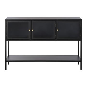Vitrină neagră din metal 132x88 cm Carmel – Unique Furniture