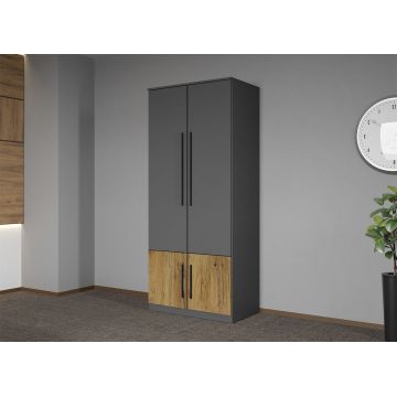 Dulap dormitor Gri cu Flagstaff Oak 83 x 192,5 cm - Sidney