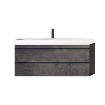 Set mobilier și lavoar suspendat, Kolpasan, Naomi, cu 2 sertare, 100 cm, dark concrete