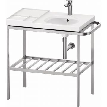 Consola metalica Duravit Aurena pentru lavoar 80x50cm orientare dreapta montaj pe pardoseala inclus portprosop finisaj inox periat