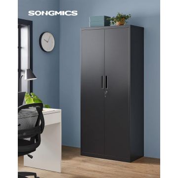 Dulap de depozitare din metal, Songmics, Negru, 80x40x180 cm