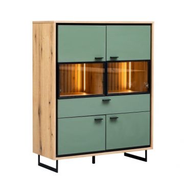 Comoda Bar 4 USi Si 1 Sertar Sonata Smoke Green 105 Cm