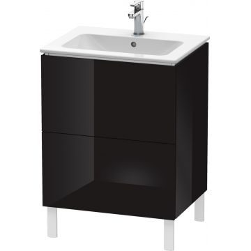 Dulap baza pe pardoseala Duravit L-Cube cu doua sertare 62cm negru lucios