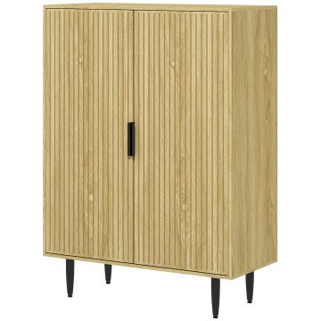 HOMCOM Dulap de Depozitare pentru Pantofi, Dulap pentru Intrare pe 5 Niveluri cu Rafturi Reglabile și Picioare Metalice, 80x38x110 cm, Stejar