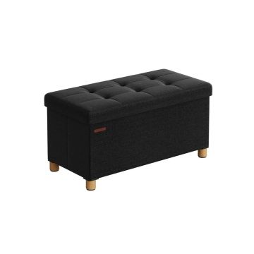 Bancheta de depozitare Otoman Songmics Negru 76x38x40 cm