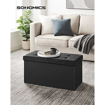 Bancuta hol cufar cu depozitare, Songmics, Negru, 76x38x38 cm