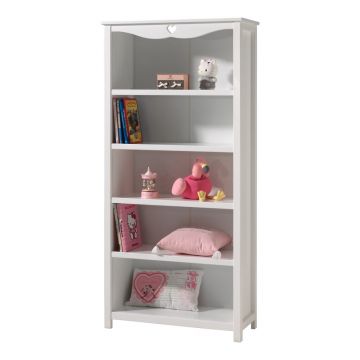 Bibliotecă Vipack Amori, înălțime 190 cm, alb