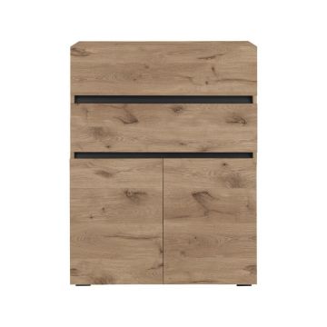 Dulap de baie în culoare naturală înalt cu aspect de lemn de stejar 76x98 cm Wisla – Støraa