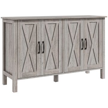 HOMCOM Dulap în Stil Rustic cu 2 Rafturi Reglabile pentru Depozitare, Dulap pentru TV cu 4 Uși, 120x37x75 cm, Gri | Aosom Romania