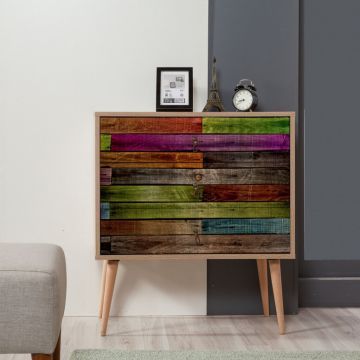 Comoda Model Trio, Stejar sonoma/Multicolor, 80x40x90 cm