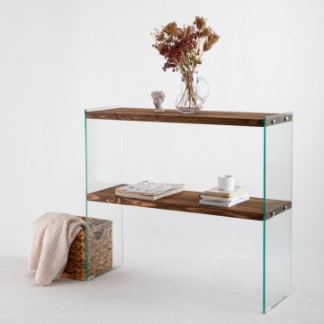 Consola Model Venedik, Nuc/Transparent, 90x30x80 cm