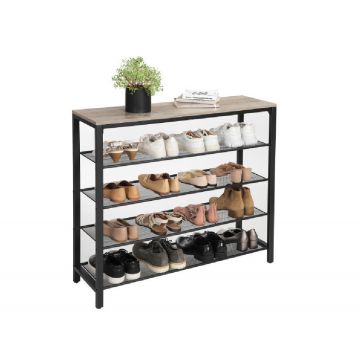 Raft pentru Pantofi Model Kaiser, Greige/Negru, 100x30x92.5 cm