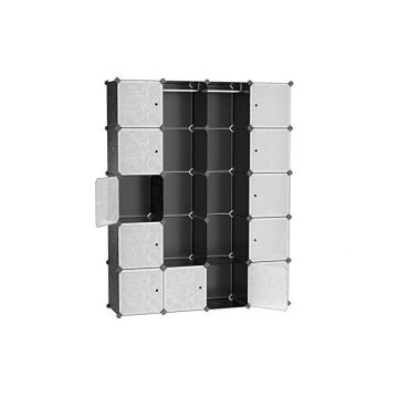 Dulap cu 2 bare de haine, Songmics, Negru, 180 x 145 x 37 cm