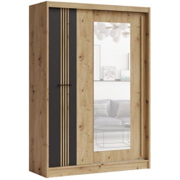 Dulap 2U Culisante Milano, Stejar Artisan Si Negru, 150 Cm Dulap 2U Culisante Milano, Stejar Artisan Si Negru, 150 Cm