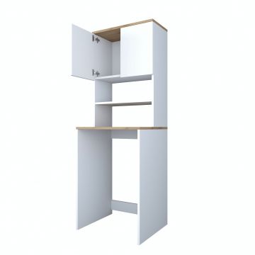 Dulap pentru masina de spalat, Hanah Home, pal melaminat, alb si nuc, 65x60x183.6 cm Dulap pentru masina de spalat, Hanah Home, pal melaminat, alb si nuc, 65x60x183.6 cm
