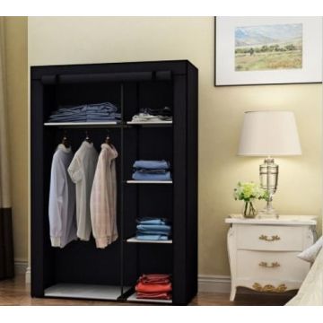 Dulap textil portabil cu 2 fermoare, negru, 98.3x46x158 cm Dulap textil portabil cu 2 fermoare, negru, 98.3x46x158 cm