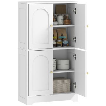 HOMCOM Bufet bucătărie, mobilier de bucătărie depozitare cu 4 uși curbate și 2 rafturi reglabile, 60 x 30 x 110 cm, alb | Aosom Romania HOMCOM Bufet bucătărie, mobilier de bucătărie depozitare cu 4 uși curbate și 2 rafturi reglabile, 60 x 30 x 110 cm, alb | Aosom Romania