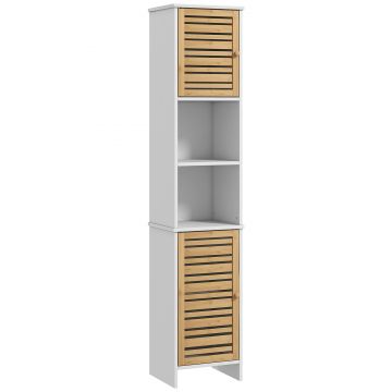 HOMCOM Mobilier Coloană Depozitare Baie bicolore, 2 dulapuri cu raft reglabil și 2 nișe, 35L x 30A x 170Î cm | Aosom Romania HOMCOM Mobilier Coloană Depozitare Baie bicolore, 2 dulapuri cu raft reglabil și 2 nișe, 35L x 30A x 170Î cm | Aosom Romania