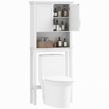 kleankin Dulap WC deasupra toaletei cu două uși, raft reglabil și compartiment, dim. 71 x 20,5 x 165 cm, alb | Aosom Romania kleankin Dulap WC deasupra toaletei cu două uși, raft reglabil și compartiment, dim. 71 x 20,5 x 165 cm, alb | Aosom Romania
