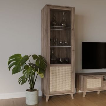 Vitrina Inalta Glowkiss, Stejar Valencia Si Ratan Natural, 64.8 Cm Vitrina Inalta Glowkiss, Stejar Valencia Si Ratan Natural, 64.8 Cm