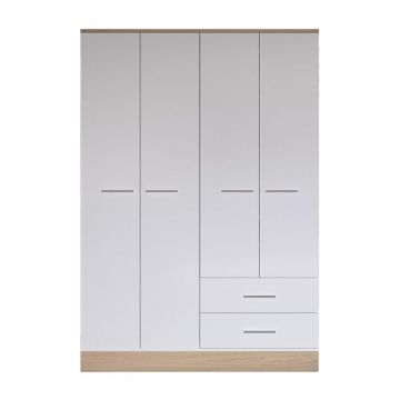 Dulap cu 4 usi Harmony, Pako World, Stejar-Alb, 137x52x198 cm Dulap cu 4 usi Harmony, Pako World, Stejar-Alb, 137x52x198 cm