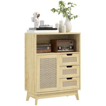 HOMCOM Bufet de depozitare cu 3 sertar dulap raft reglabil pentru sufragerie bucătărie 60 x 30 x 81 cm lemn natural | Aosom Romania HOMCOM Bufet de depozitare cu 3 sertar dulap raft reglabil pentru sufragerie bucătărie 60 x 30 x 81 cm lemn natural | Aosom Romania