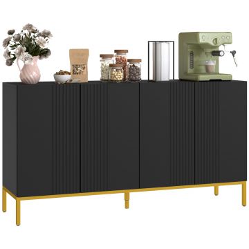 HOMCOM Bufet design contemporan grafic 2 dulapuri uşă rafturi reglabile lemn negru metal auriu | Aosom Romania HOMCOM Bufet design contemporan grafic 2 dulapuri uşă rafturi reglabile lemn negru metal auriu | Aosom Romania