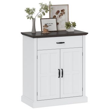 HOMCOM Bufet pentru Living Rustic cu 2 Uși 1 Sertar Raft Reglabil pentru Hol Intrare Alb 75,2x40x91,5 cm | Aosom Romania HOMCOM Bufet pentru Living Rustic cu 2 Uși 1 Sertar Raft Reglabil pentru Hol Intrare Alb 75,2x40x91,5 cm | Aosom Romania