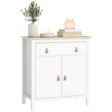 HOMCOM Bufet salon mobilier de depozitare cu dulap cu 2 uși, sertar și raft reglabil, 80 x 40 x 90 cm, alb | Aosom Romania HOMCOM Bufet salon mobilier de depozitare cu dulap cu 2 uși, sertar și raft reglabil, 80 x 40 x 90 cm, alb | Aosom Romania