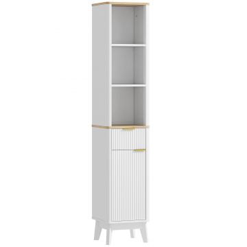 HOMCOM Dulap baie mobilier baie cu coloană cu 3 rafturi, sertar și 2 rafturi ajustabile 33 x 30 x 170 cm alb | Aosom Romania HOMCOM Dulap baie mobilier baie cu coloană cu 3 rafturi, sertar și 2 rafturi ajustabile 33 x 30 x 170 cm alb | Aosom Romania