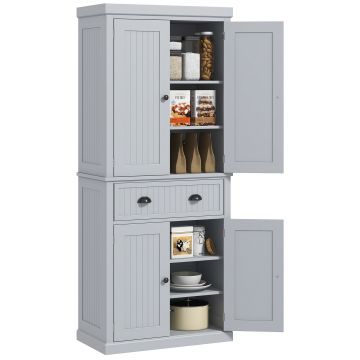 HOMCOM Dulap de bucătărie bufet cu multiple spații de depozitare, rafturi reglabile, 4 uși și sertar mare 76,2 x 40,2 x 183 cm gri | Aosom Romania HOMCOM Dulap de bucătărie bufet cu multiple spații de depozitare, rafturi reglabile, 4 uși și sertar mare 76,2 x 40,2 x 183 cm gri | Aosom Romania