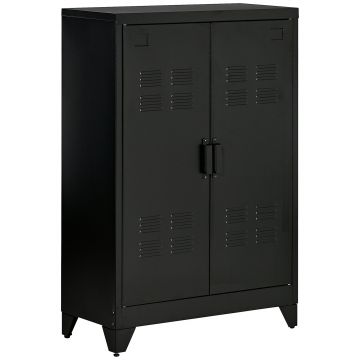 HOMCOM Dulap de Depozitare metalic Garderobă Cufăr de dosare Dulap de Birou pe picior Stil Industrial - 2 rafturi - Negru | Aosom Romania HOMCOM Dulap de Depozitare metalic Garderobă Cufăr de dosare Dulap de Birou pe picior Stil Industrial - 2 rafturi - Negru | Aosom Romania