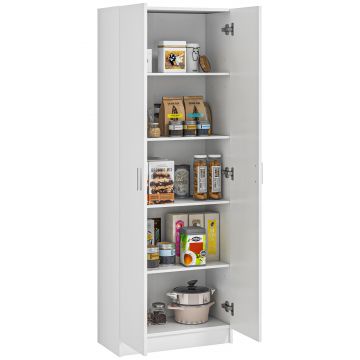 HOMCOM Dulap Multifuncțional cu Uși Batante, 5 Rafturi și 3 Niveluri Reglabile, 60x31,5x165 cm, Alb | Aosom Romania HOMCOM Dulap Multifuncțional cu Uși Batante, 5 Rafturi și 3 Niveluri Reglabile, 60x31,5x165 cm, Alb | Aosom Romania