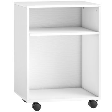 HOMCOM Dulap pentru Imprimantă cu Roți și 2 Rafturi 40x35x55.5 cm, Alb | Aosom Romania HOMCOM Dulap pentru Imprimantă cu Roți și 2 Rafturi 40x35x55.5 cm, Alb | Aosom Romania