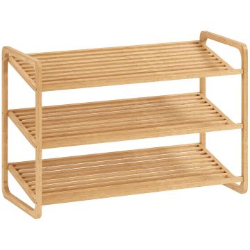 HOMCOM Etajeră pentru pantofi cu 3 rafturi pentru 12 perechi de pantofi din bambus 76x33x50.8 cm | Aosom Romania HOMCOM Etajeră pentru pantofi cu 3 rafturi pentru 12 perechi de pantofi din bambus 76x33x50.8 cm | Aosom Romania