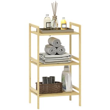 HOMCOM Raft baie 3 nivele raft din bambus 3 rafturi reglabile 5 poziții 43,5 x 31,5 x 80 cm lemn natural | Aosom Romania HOMCOM Raft baie 3 nivele raft din bambus 3 rafturi reglabile 5 poziții 43,5 x 31,5 x 80 cm lemn natural | Aosom Romania