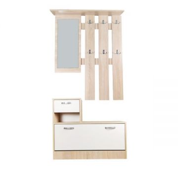 Set mobilier hol Filio, stejar alb cu usi albe - Unic Spot RO