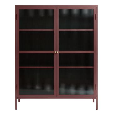 Vitrină roșie din metal 111x140 cm Bronco – Unique Furniture