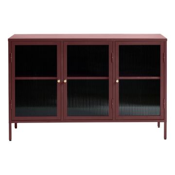 Vitrină roșie din metal 132x85 cm Bronco – Unique Furniture